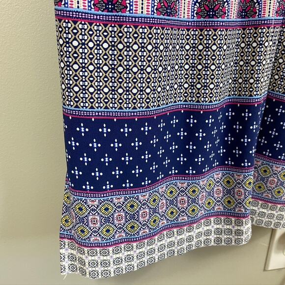 Women's Chico's Medallion Jersey Knee Length Shirt Dress Purple Pink Small - Picture 8 of 11